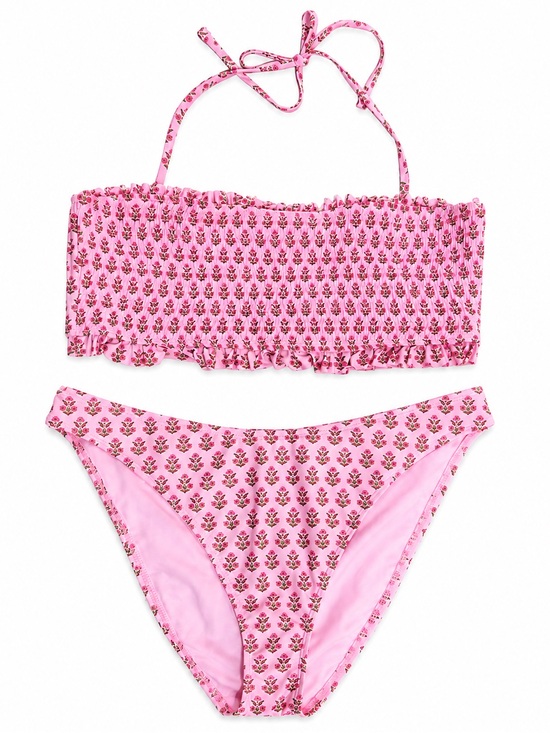 No Boundaries Other - No Boundaries Women's Pink Smocked Floral Bikini Two Piece Set NWT Plus Size XXL